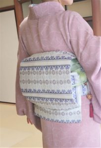 着物　単衣　小紋　名古屋帯　苺間道
