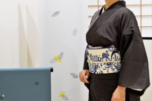 明石縮　藍型　城間栄順　ハコフグ