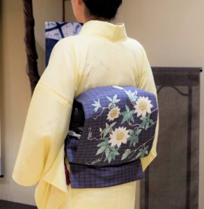 夏帯　時計草　絽小紋　七宝
