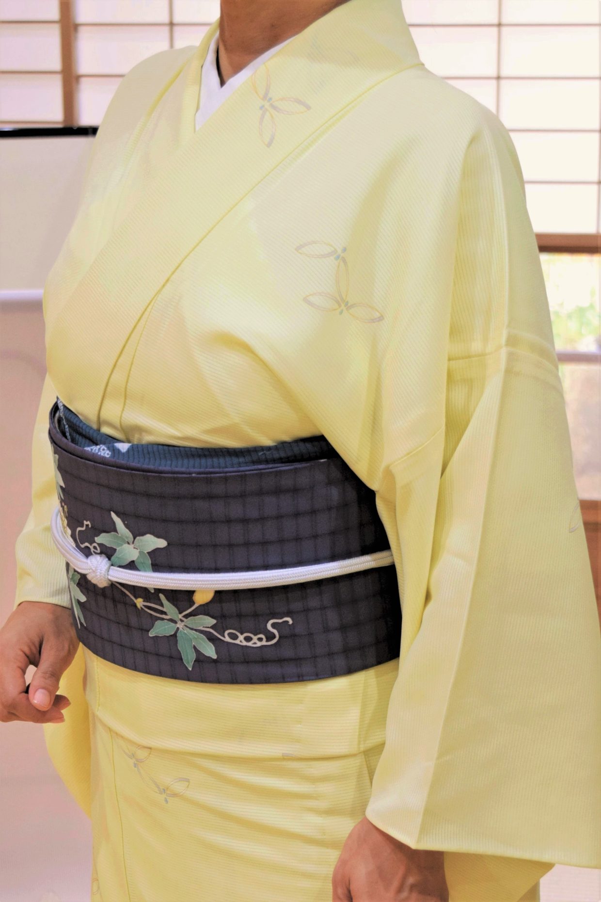 絽小紋　七宝　夏帯　時計草