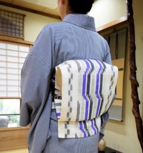 単衣 縞小紋 八寸名古屋帯　洛風林