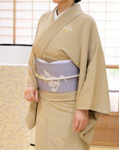 単衣　小紋　松竹梅丸文　名古屋帯 塩瀬 覗き唐花