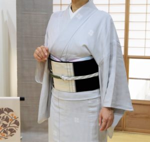 単衣　飛び柄小紋　綴れ八寸　三条大橋