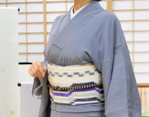 単衣 縞小紋 洛風林　八寸名古屋帯