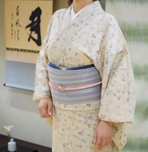 単衣　生紬小紋　紗献上