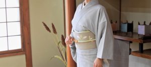 袷　真田縞　名古屋帯　アケビ