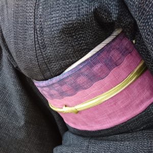 久留米絣　文人織　夢訪庵　八寸名古屋帯