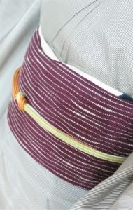 真田縞紬　伊予紬八寸名古屋帯　夢訪庵