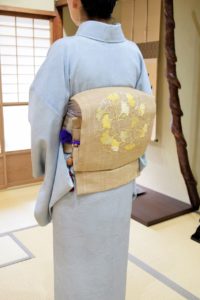 名古屋帯 銀杏　クリキュラ帯　刺繍　波頭小紋