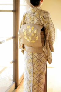 名古屋帯　クリキュラ　銀杏　小紋　変わり立枠