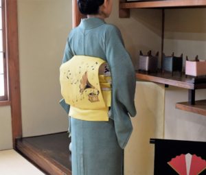 名古屋帯　蓄音機　江戸小紋　行儀市松