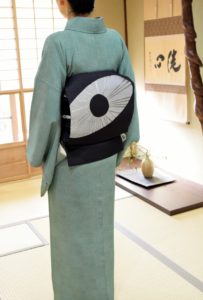 江戸小紋 行儀市松 名古屋帯　時計　夢訪庵