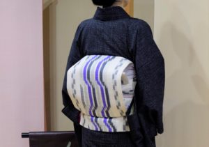 久留米絣　文人織　八寸名古屋帯　洛風林