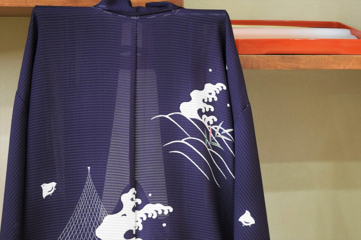 夏羽織　網干と千鳥