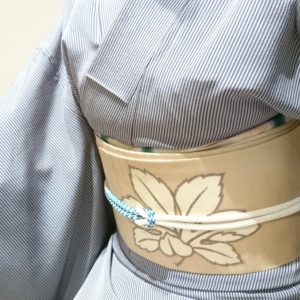 単衣小紋　縞　夏帯　ヤツデ
