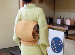 能登上布 江戸小紋染め　にたり縞　自然布　しな布