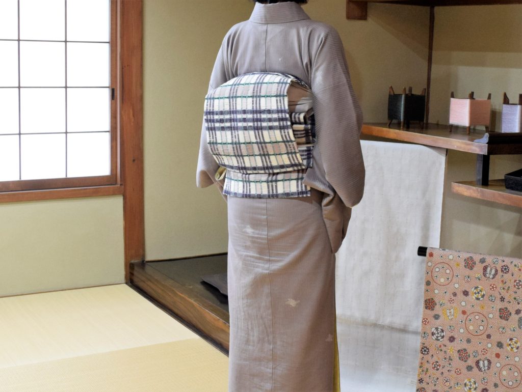 木綿小紋 袷仕立て 合せ波 吉野間道