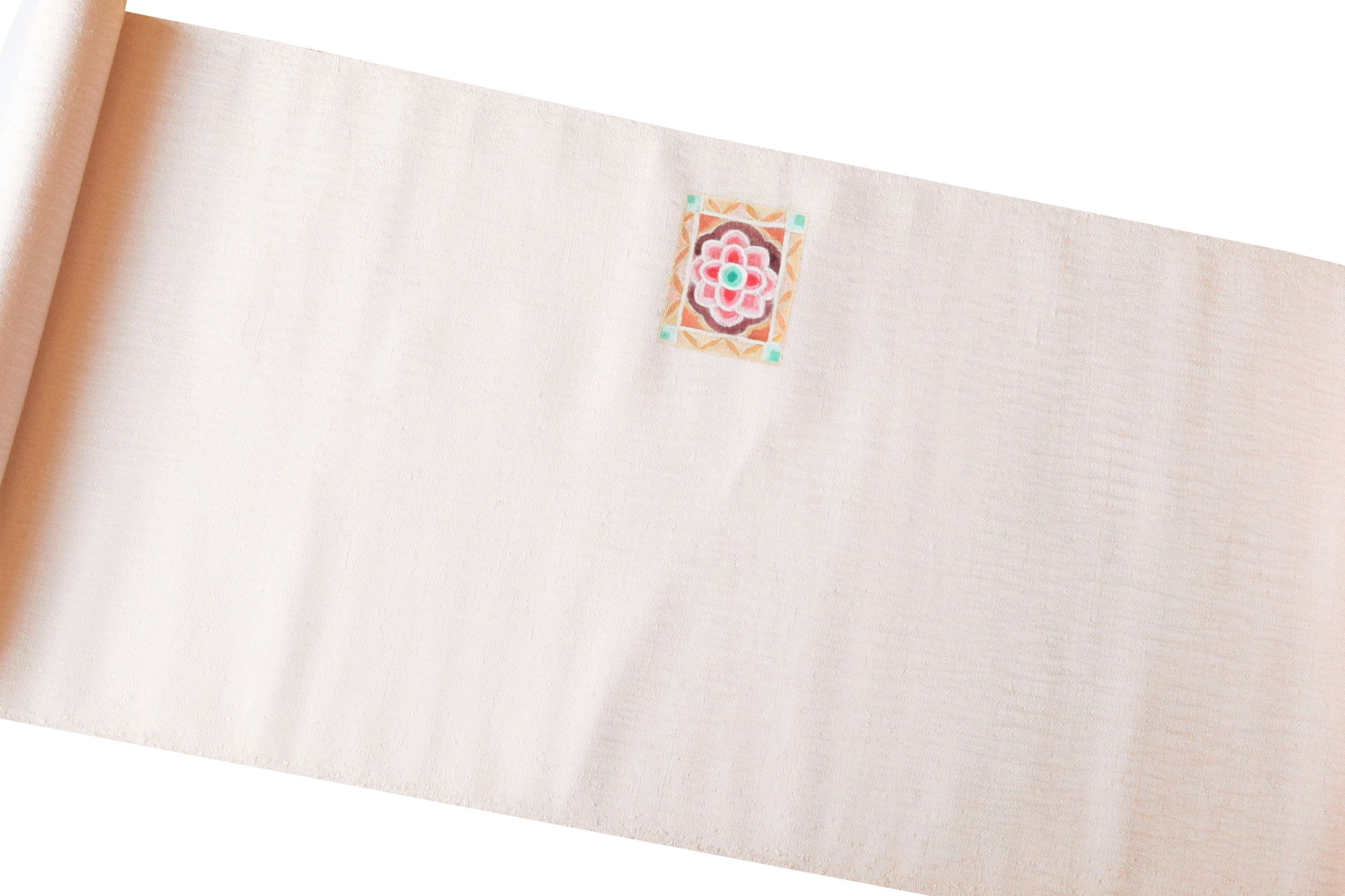 織の九寸名古屋帯 手織 草木染め アクリル染料 飾り象 夢訪庵 今小路 あま宮