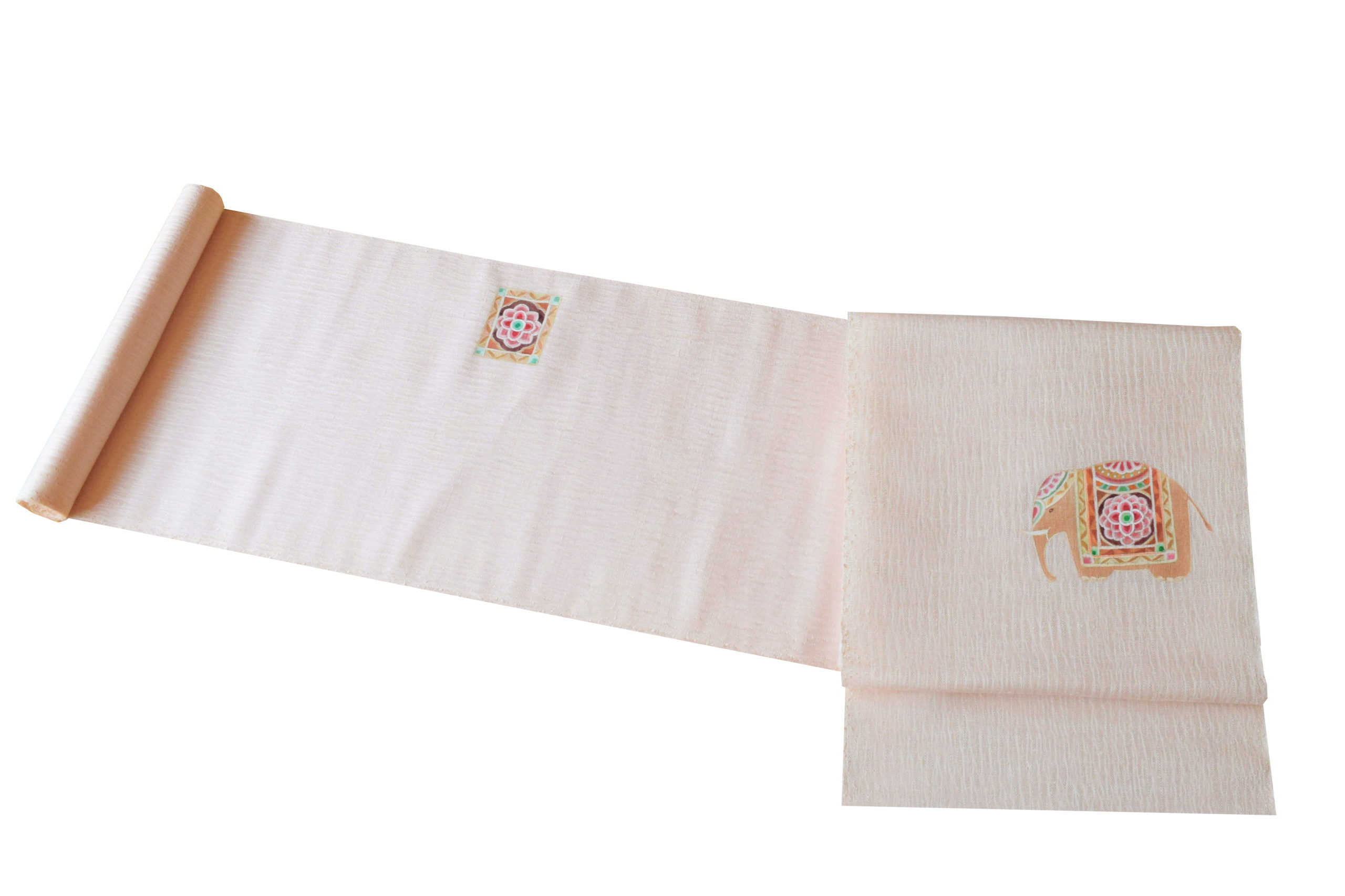 織の九寸名古屋帯 手織 草木染め アクリル染料 飾り象 夢訪庵 今小路 あま宮