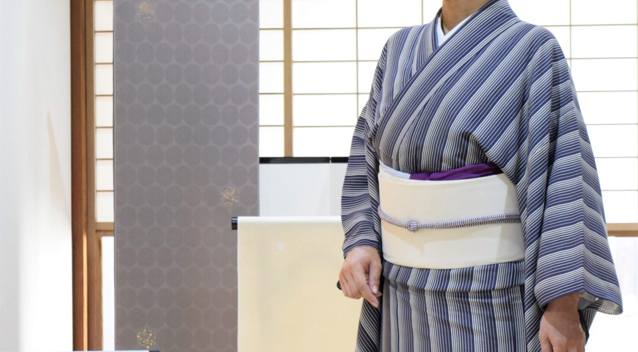 絽　小紋　滝縞　夏帯　紗　手織　月に雁　今小路 あま宮　長月のキモノ