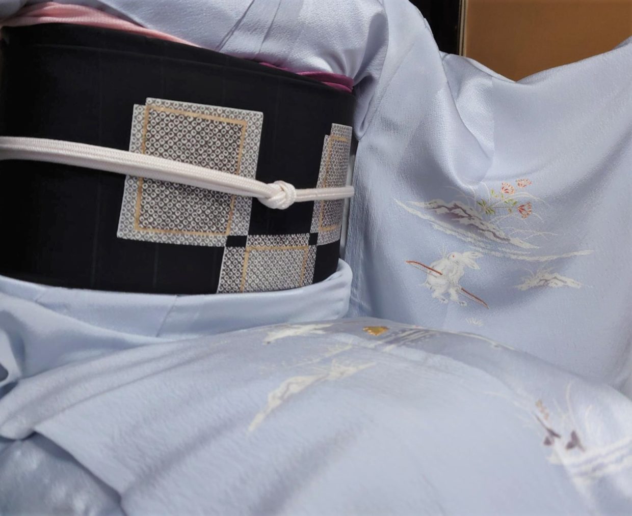 単衣　附下　鳥獣戯画　夏帯　段絽　朧市松　今小路 あま宮　長月のキモノ