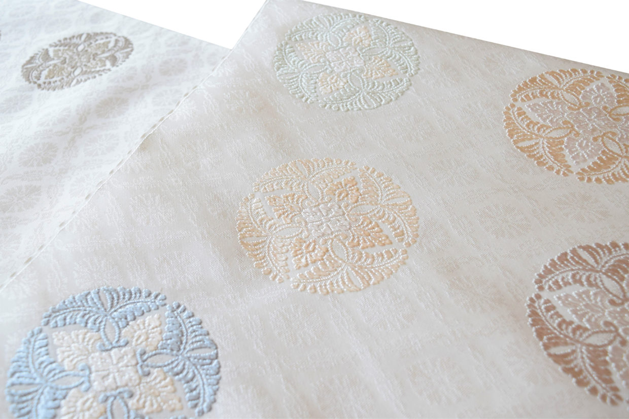 織の九寸名古屋帯　河合美術織物　唐織　藤丸文　今小路 あま宮