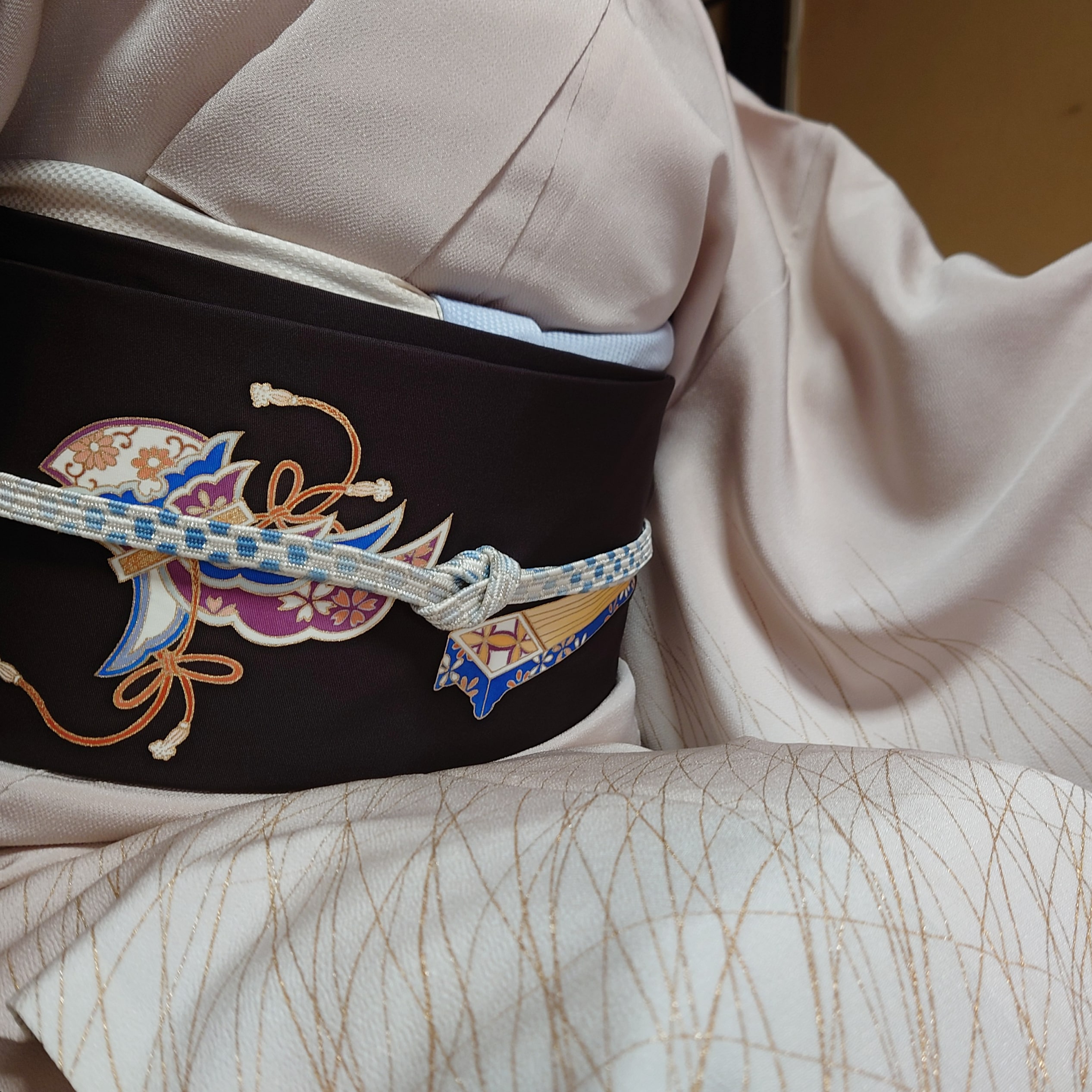 附下 芒 金彩 ぼかし 塩瀬の染帯 鼓 今小路 あま宮 神無月のキモノ