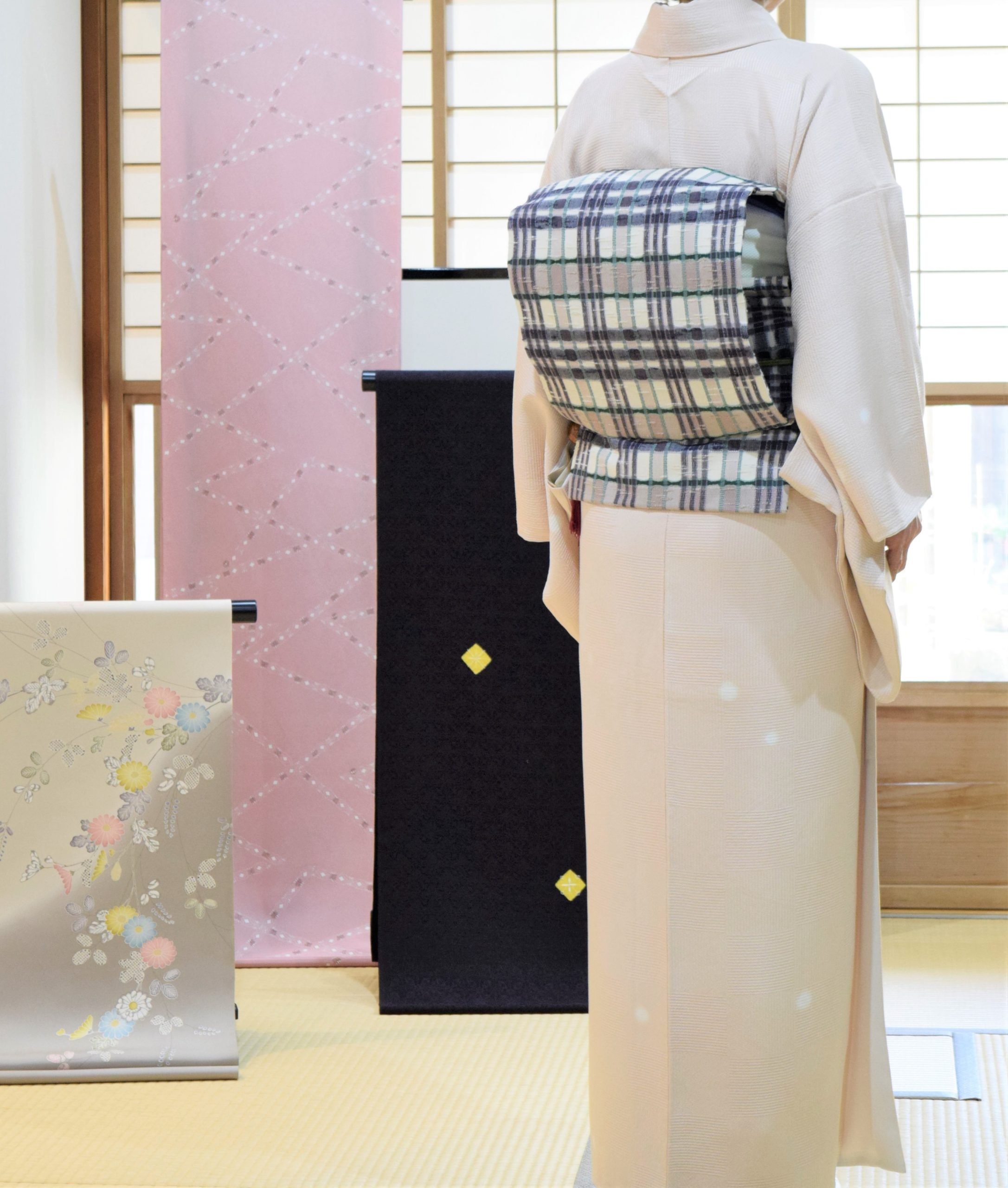 小紋 飛び柄小紋 ほたる ほたる絞り 織の九寸名古屋帯 手織 吉野間道 隼人紬 今小路 あま宮 霜月のキモノ