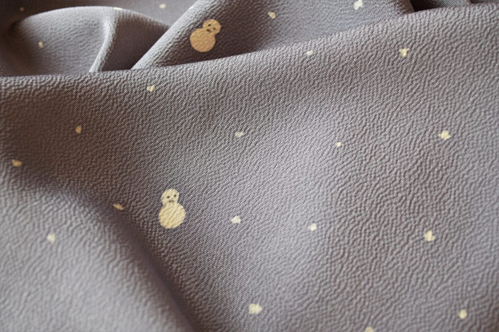 小紋　真糊　伊勢型小紋　雪だるま　浜ちりめん　今小路 あま宮