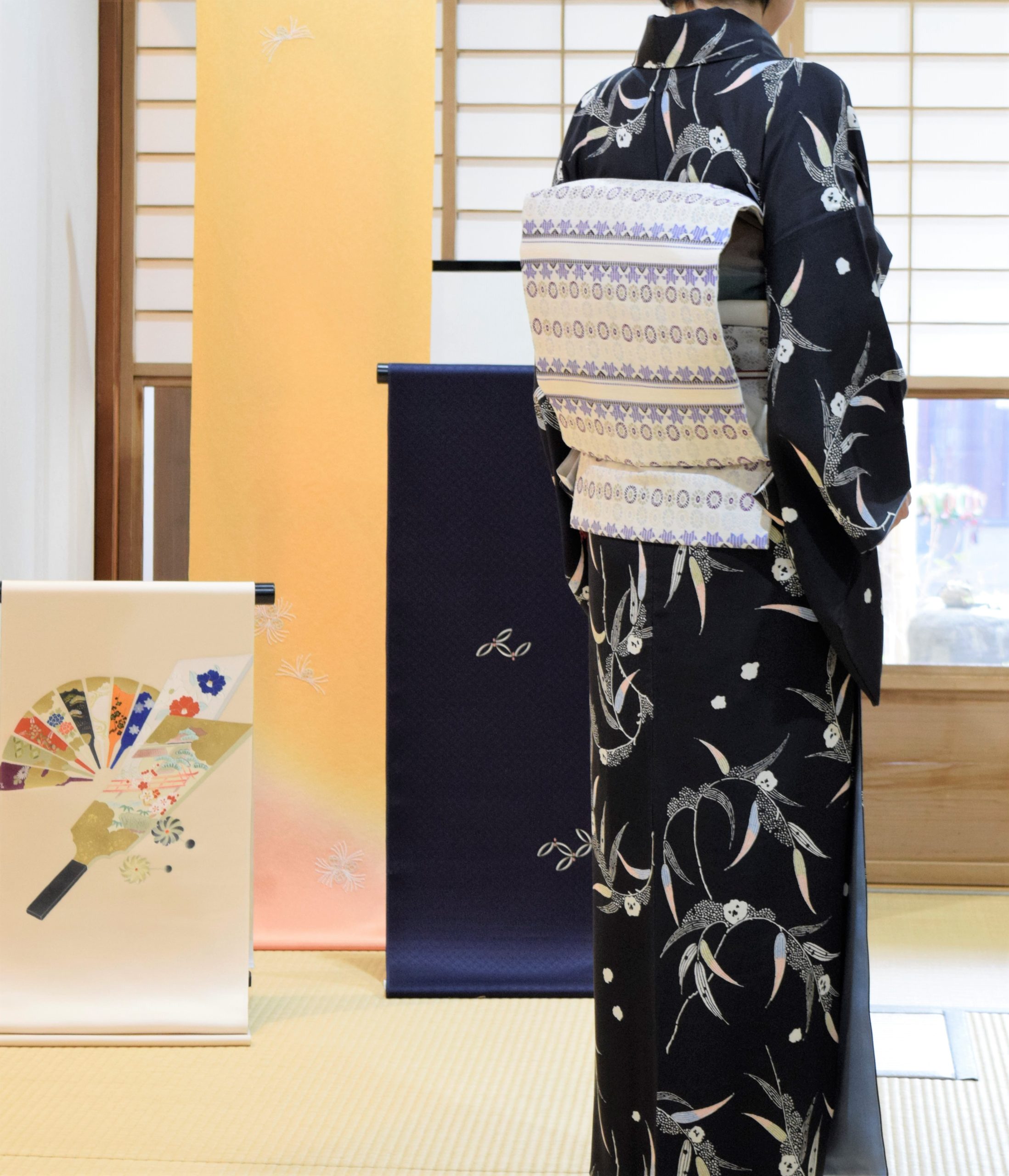 小紋 染紬 雪持ち柳 別染め通裏 織の九寸名古屋帯 苺間道 洛風林 師走キモノ 今小路 あま宮