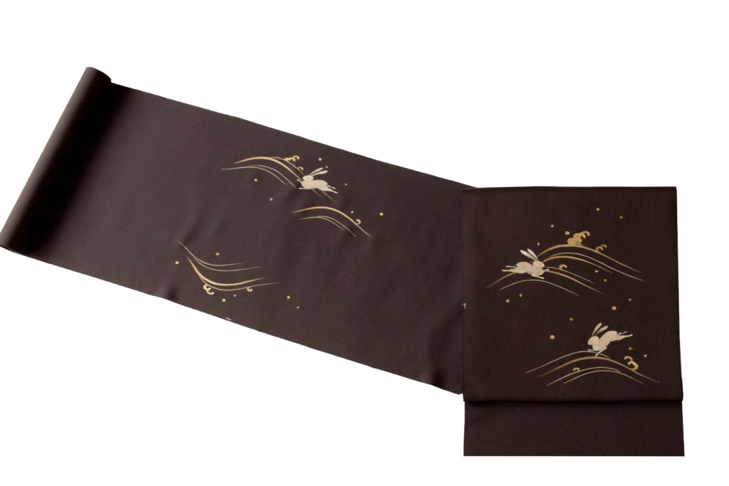 塩瀬 染の九寸名古屋帯 金彩 波にうさぎ 今小路 あま宮