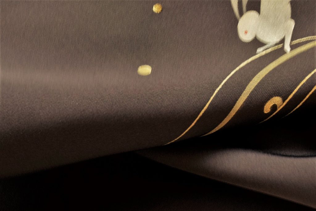 塩瀬 染の九寸名古屋帯 金彩 波にうさぎ 今小路 あま宮