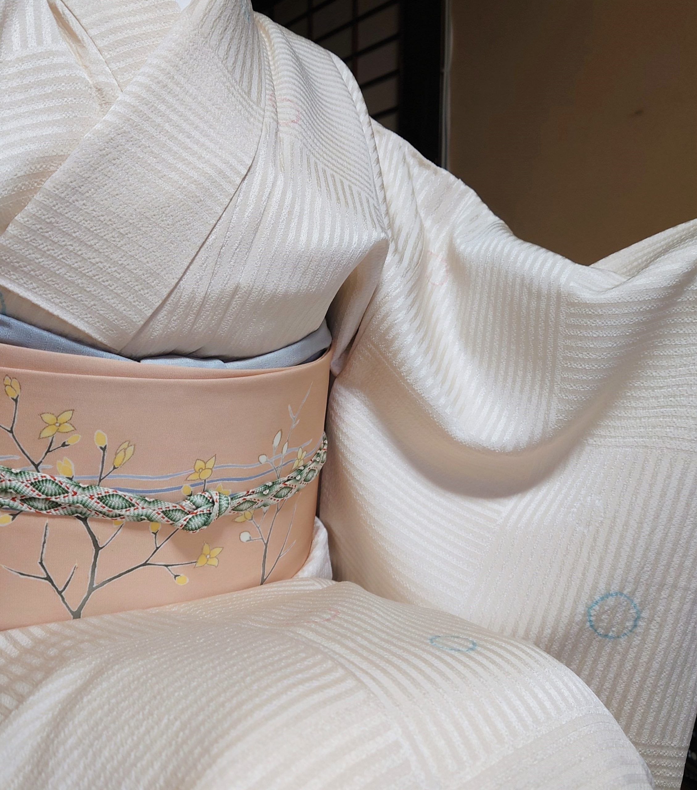 小紋 絞り 環 塩瀬の染帯 季節の染帯 こぶし 今小路 あま宮 お雛様の帯揚げ 弥生のキモノ