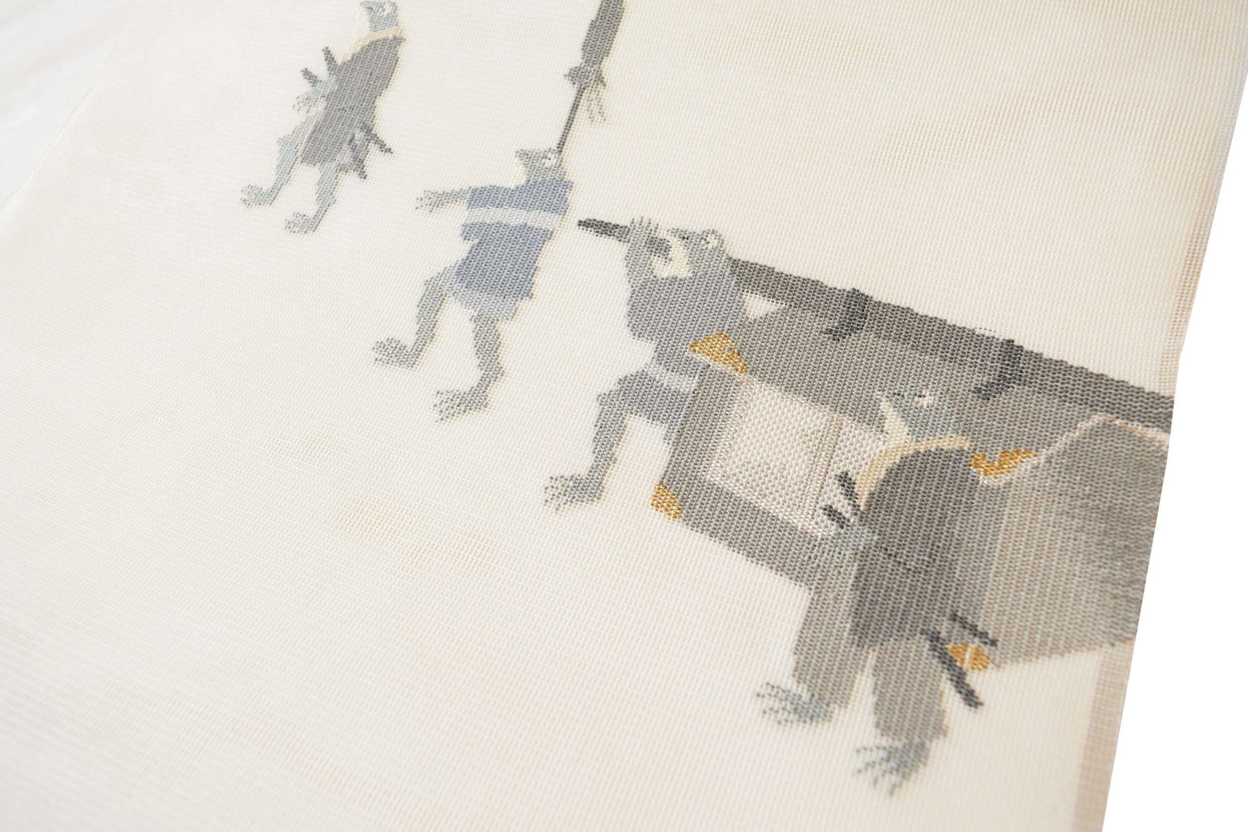 夏帯 紗の九寸名古屋帯 手織 すくい 蛙行列 今小路 あま宮