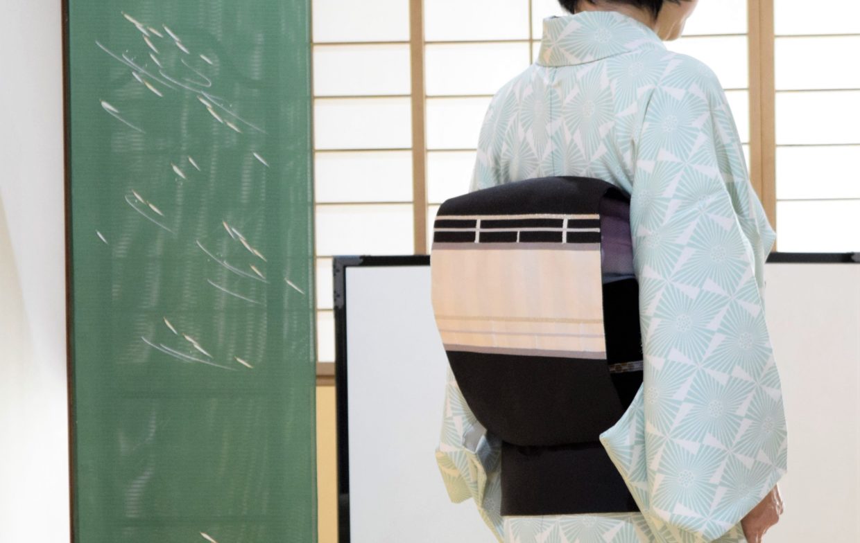 小紋　唐松菱　八寸名古屋帯　綴れ　本掻き爪綴れ　三条大橋　今小路 あま宮　皐月のキモノ