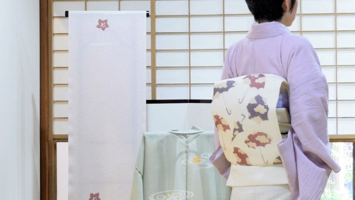 単衣　綿麻　綿ちぢみ　絵羽　夏帯　紗紬　ロウケツ　アンブレラ　今小路 あま宮　水無月のキモノ