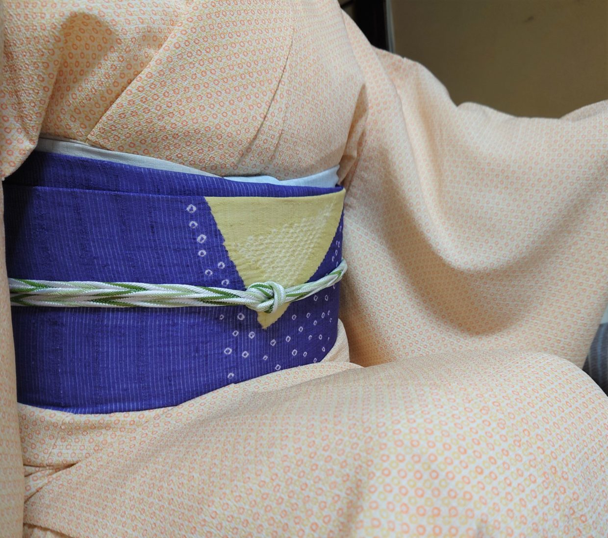 絽ちり　小紋　〇並び　夏の名古屋帯　絞り　絽　きりばみ　今小路 あま宮　水無月のキモノ