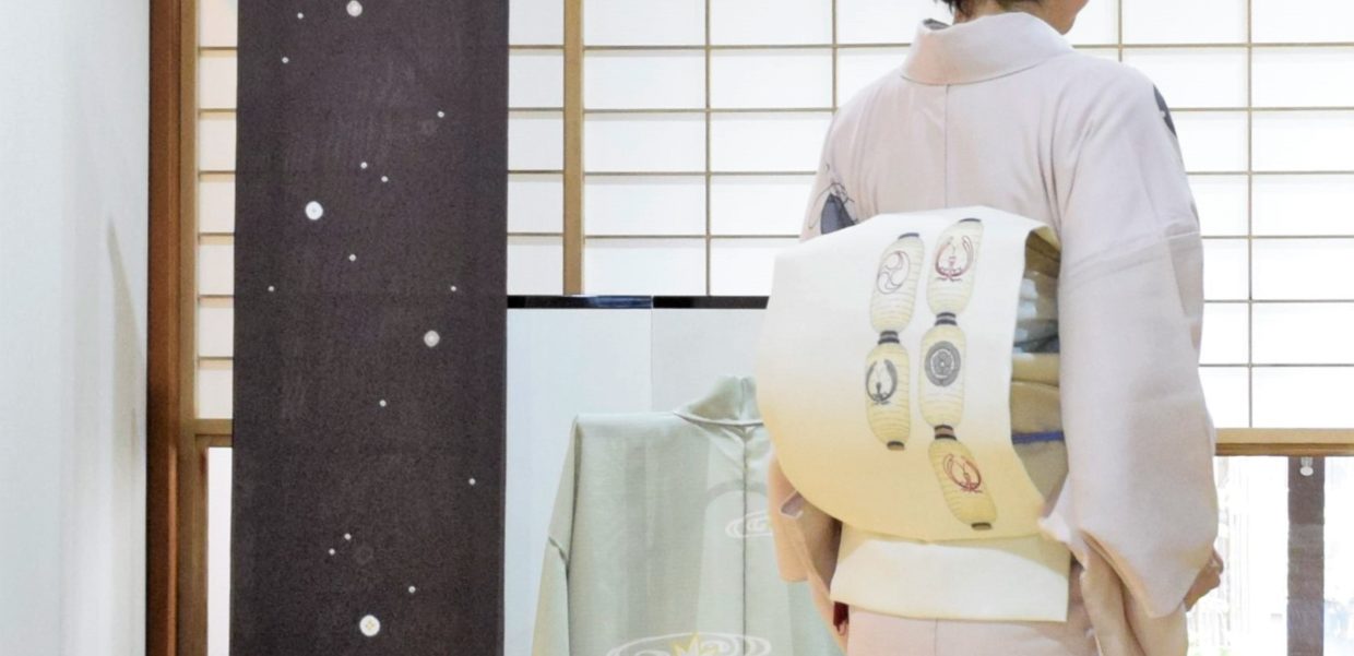 絽小紋　鈴　伊勢型小紋　夏帯　祇園祭　蟷螂山　今小路 あま宮　今小路 あま宮 別誂え　文月のキモノ