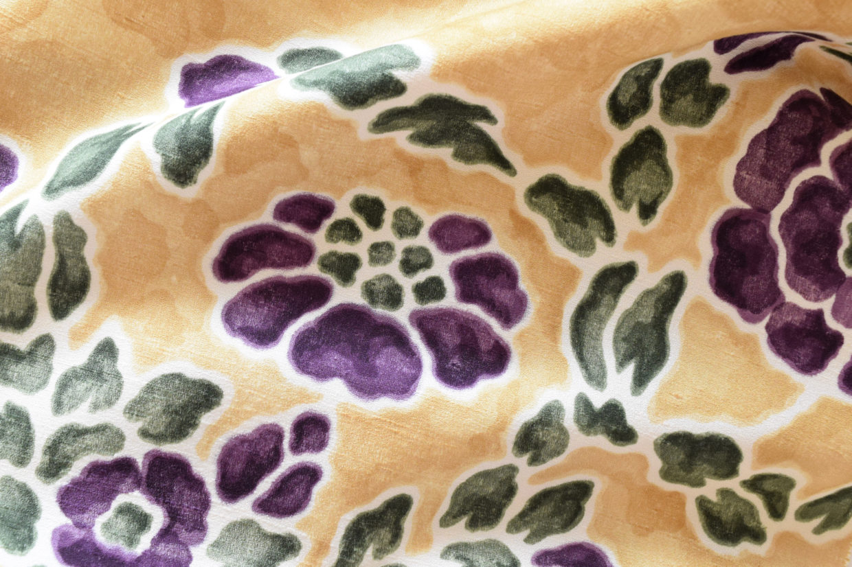 染帯　染の九寸名古屋帯　正倉院夾纈文　多ち花　今小路 あま宮　摺り型友禅