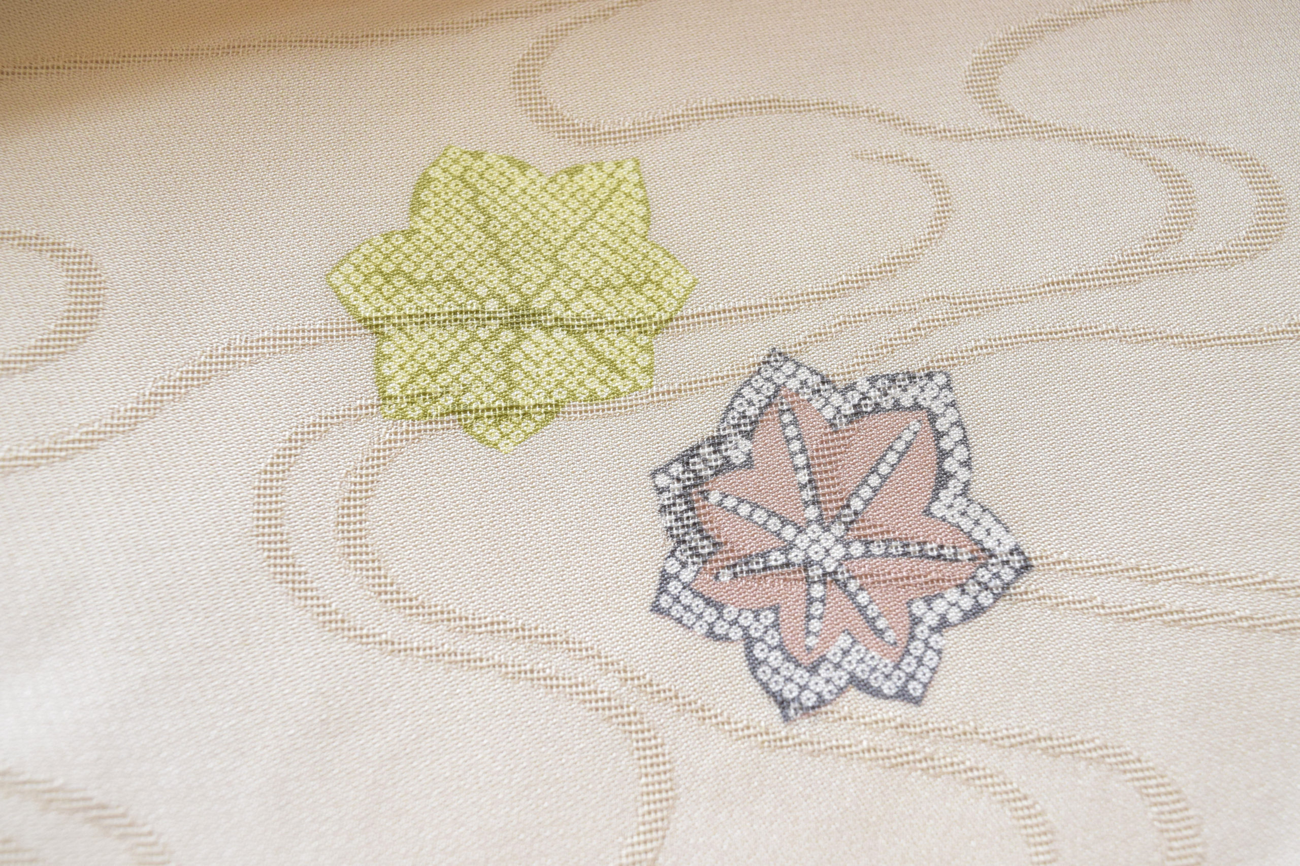 単衣小紋 流水地紋 に 疋田楓 真糊 伊勢型小紋 今小路 あま宮