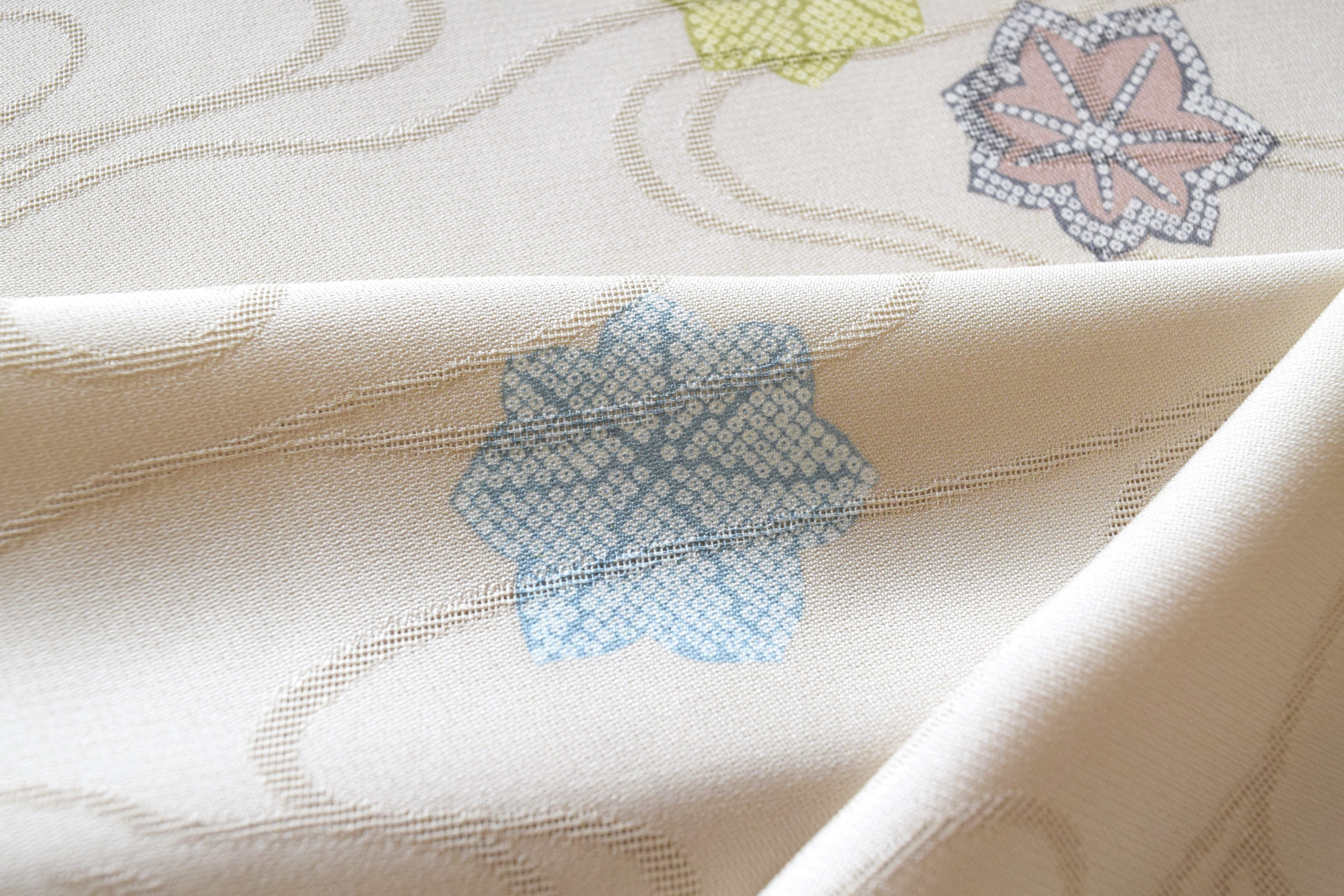 単衣小紋 流水地紋 に 疋田楓 真糊 伊勢型小紋 今小路 あま宮