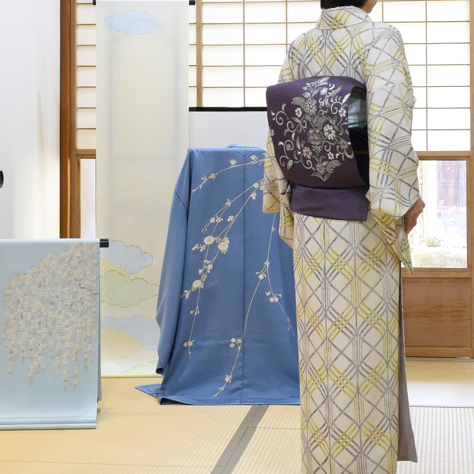 小紋 変わり立枠 塩瀬の染帯 染の九寸名古屋帯 更紗 今小路 あま宮 如月のキモノ