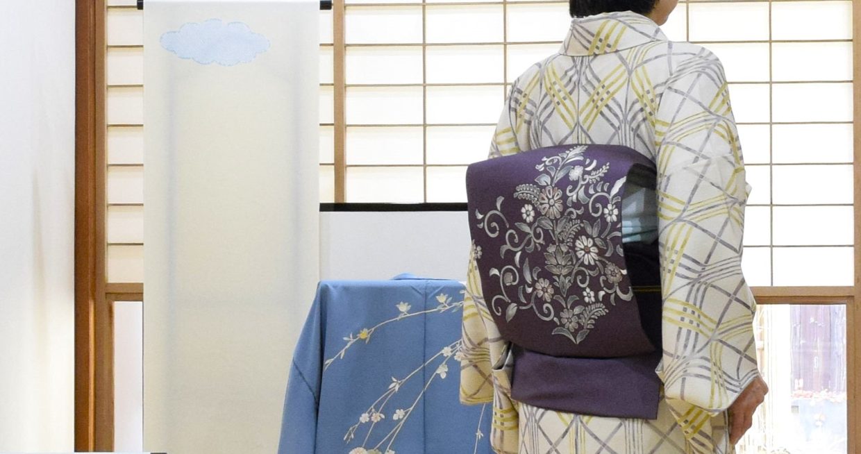 小紋　変わり立枠　塩瀬の染帯　染の九寸名古屋帯　更紗　今小路 あま宮　如月のキモノ