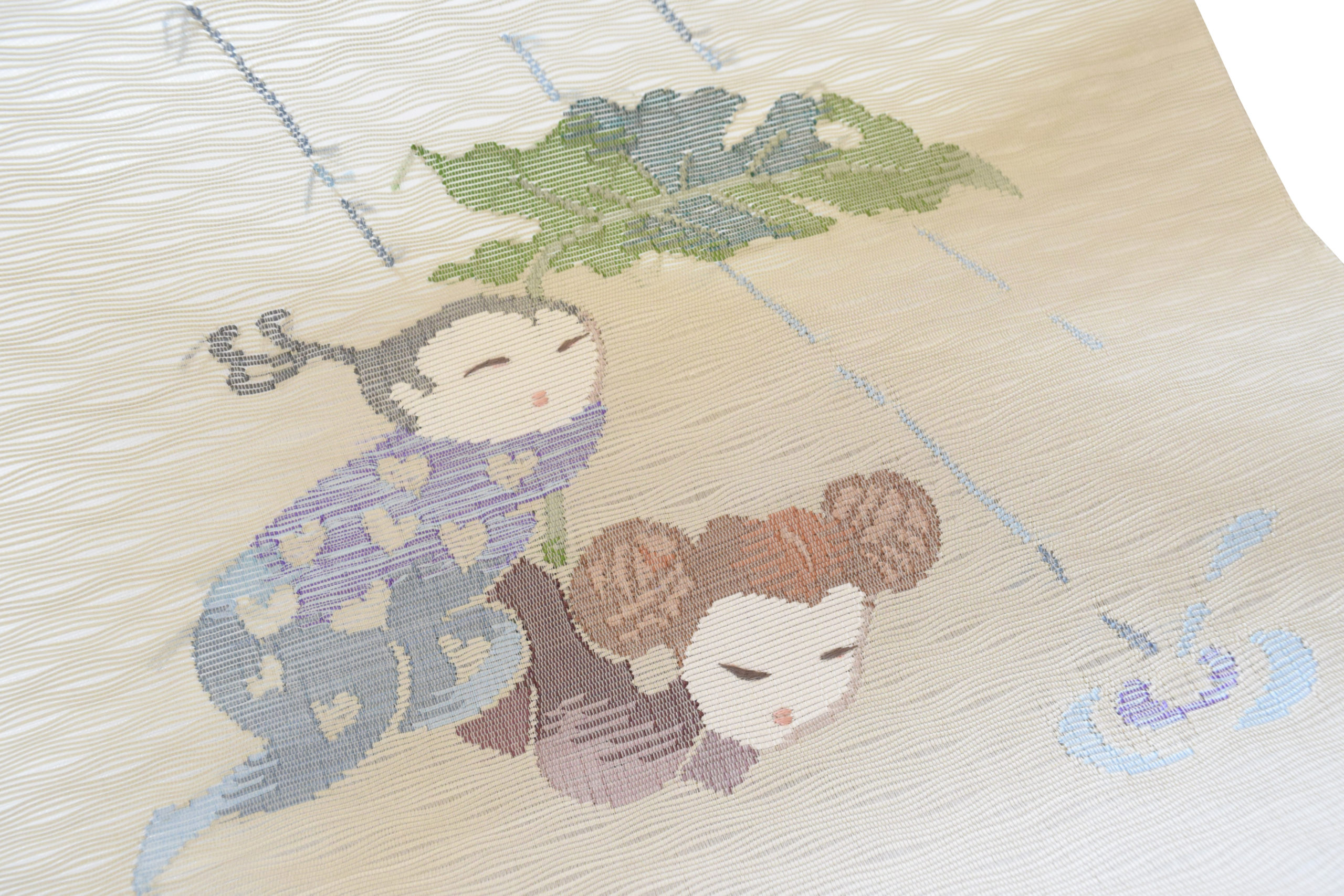 夏帯 あまやどり 草木染め 手織り 刺繍 夢訪庵 今小路 あま宮 織の九寸名古屋帯