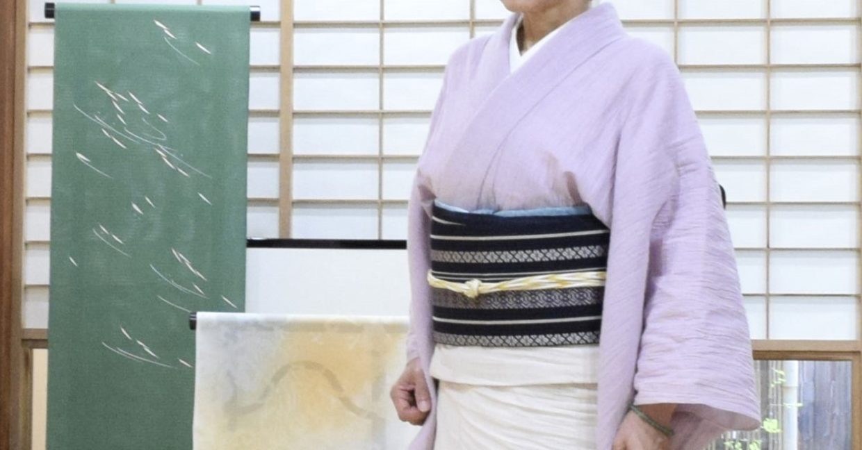 綿ちぢみ　綿麻　絵羽　夏帯　絽献上　博多帯　五献　今小路 あま宮　水無月のキモノ　雨の日のキモノ