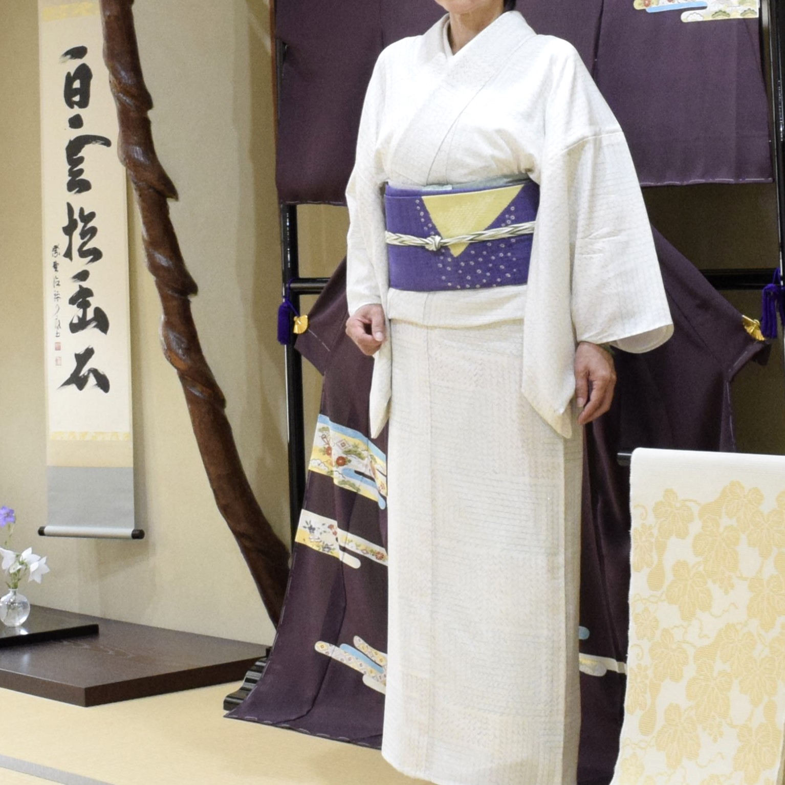 絽小紋 芽柳 夏帯 絞り きりばみ 絽紬 今小路 あま宮 文月のキモノ