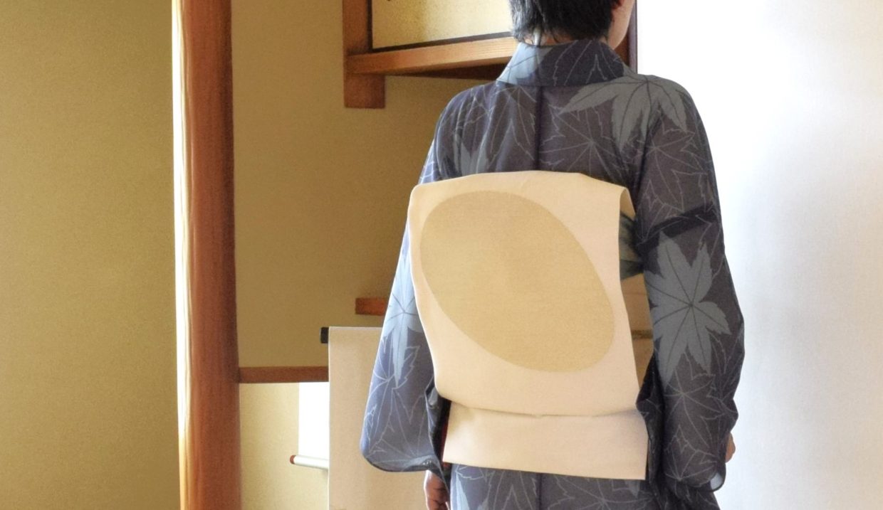 紗小紋　真糊　伊勢型小紋　楓　夏帯　紗の九寸　すくい　月に雁　今小路 あま宮　葉月のキモノ