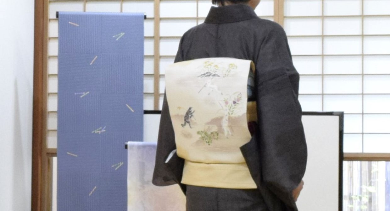 明石縮　縞　夏帯　段絽　染替え　鳥獣戯画　今小路 あま宮　長月のキモノ