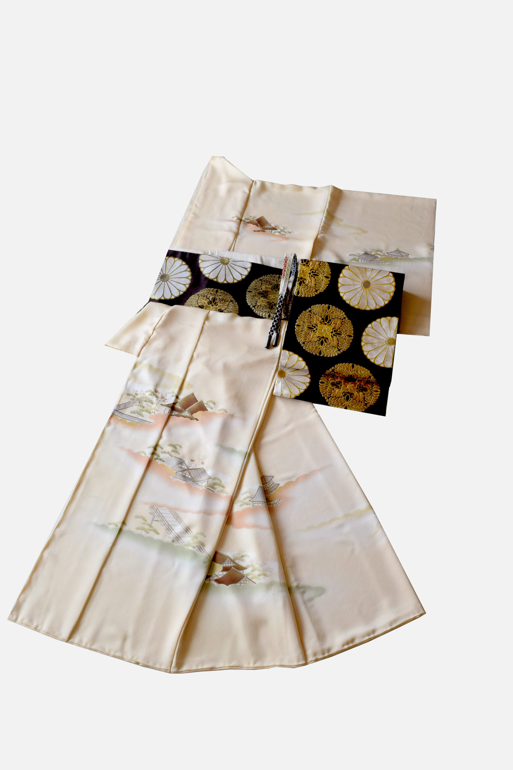 訪問着 洛中洛外図 今小路 あま宮 今小路 あま宮 別誂え 袋帯 盡政 清蕉菊花文