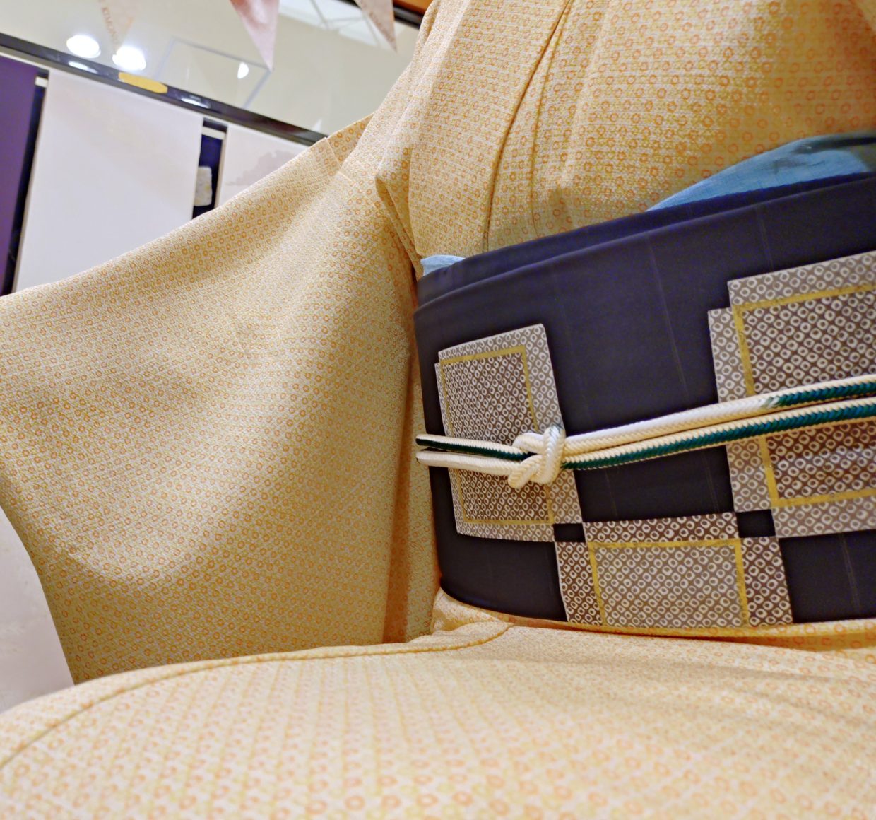 絽ちり　小紋　真糊　伊勢型小紋　丸並び　夏帯　段絽　朧市松　今小路 あま宮　長月のキモノ　店外催事のキモノ